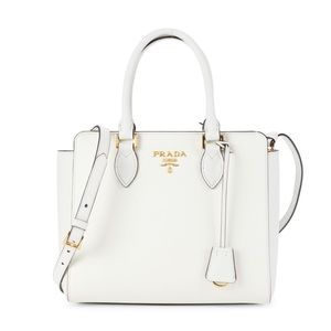 Prada Saffiano White Satchel